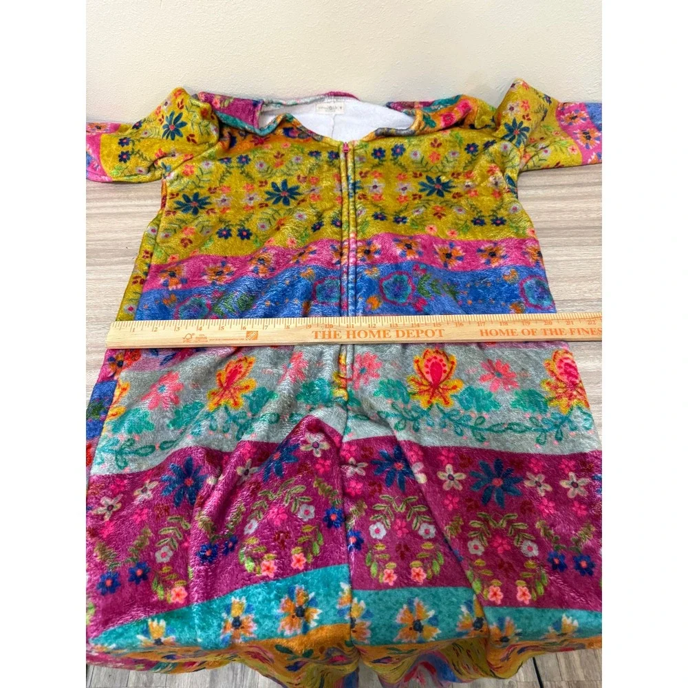 Natural Life Women Jumpsuit Lounger M Multicolor Floral Patchwork Boho Cozy Soft